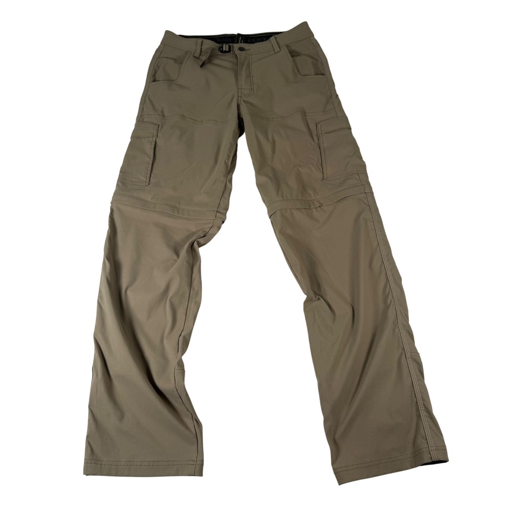 prAna Zion Convertible Cargo Pants Mens 30x34 Tan Nylon Stretch Hiking Outdoor
